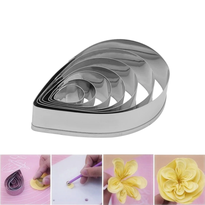 7pcs/set Leaf Rose Cutters Stainless steel Candy Biscuit Jelly Fondant