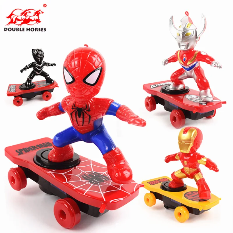 

Never Fall Down RC Skateboard The Avengers Spiderman Light Sound Toys Iron Man Flash Toy for Kids RC Skateboard Christmas gifts