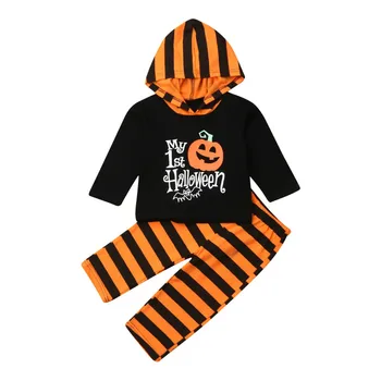 

Emmababy Halloween Newborn Toddler Baby Girl Boy Autumn Long Sleeve Hoodies Top Dress Long Striped Pants Outfits Clothes