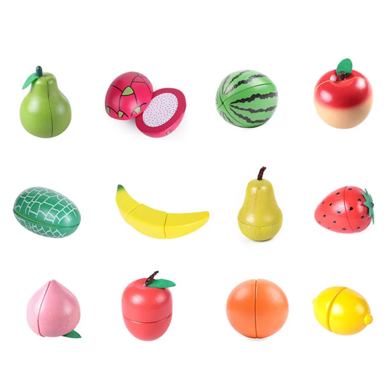 1PC Vegetable and Fruit Food Toys For Children Wooden Magnetic Kitchen Pretend Play Limitation Game Educational Toys for Girls 3