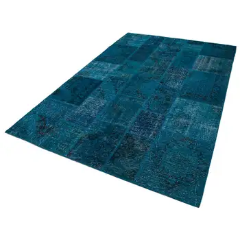 

200x298 Cm Turquoise Handmade Patchwork Rug-7x10 Ft