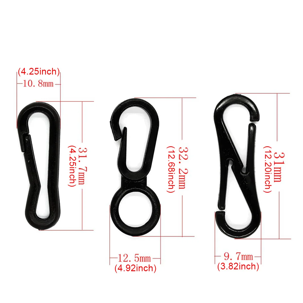 20pcs Plastic Mini Spring Backpack Clasps EDC Keychain Buckle Outdoor Cap Rope Fastener Rope Buckle Glasses Fastener Accessories