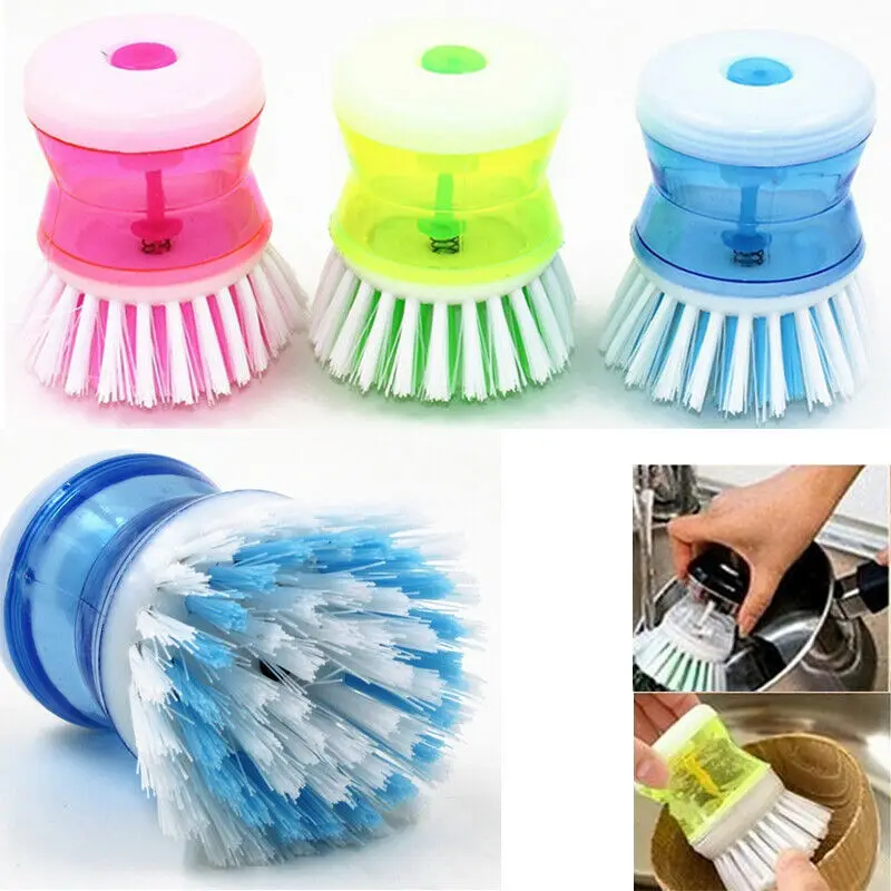 6648-3PCS WBM Care Home Soap Dispensing Brush Nylon Bristles Dish Washing Brush With Good Grip for Kitchen 3 Count 