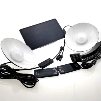 

2 head Chandelier Solar Light Remote Control Retro Lampshade Solar LED Bulb 3M Cord Hanging Light for Outdoor Garden Yard Lamp