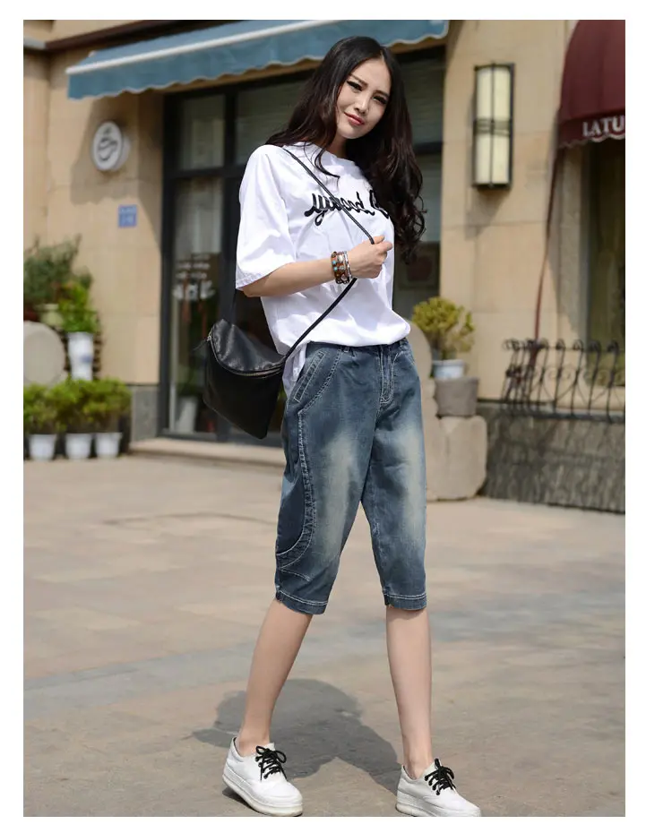 2019 летние джинсовые укороченные брюки женские тонкие повседневные с карманами