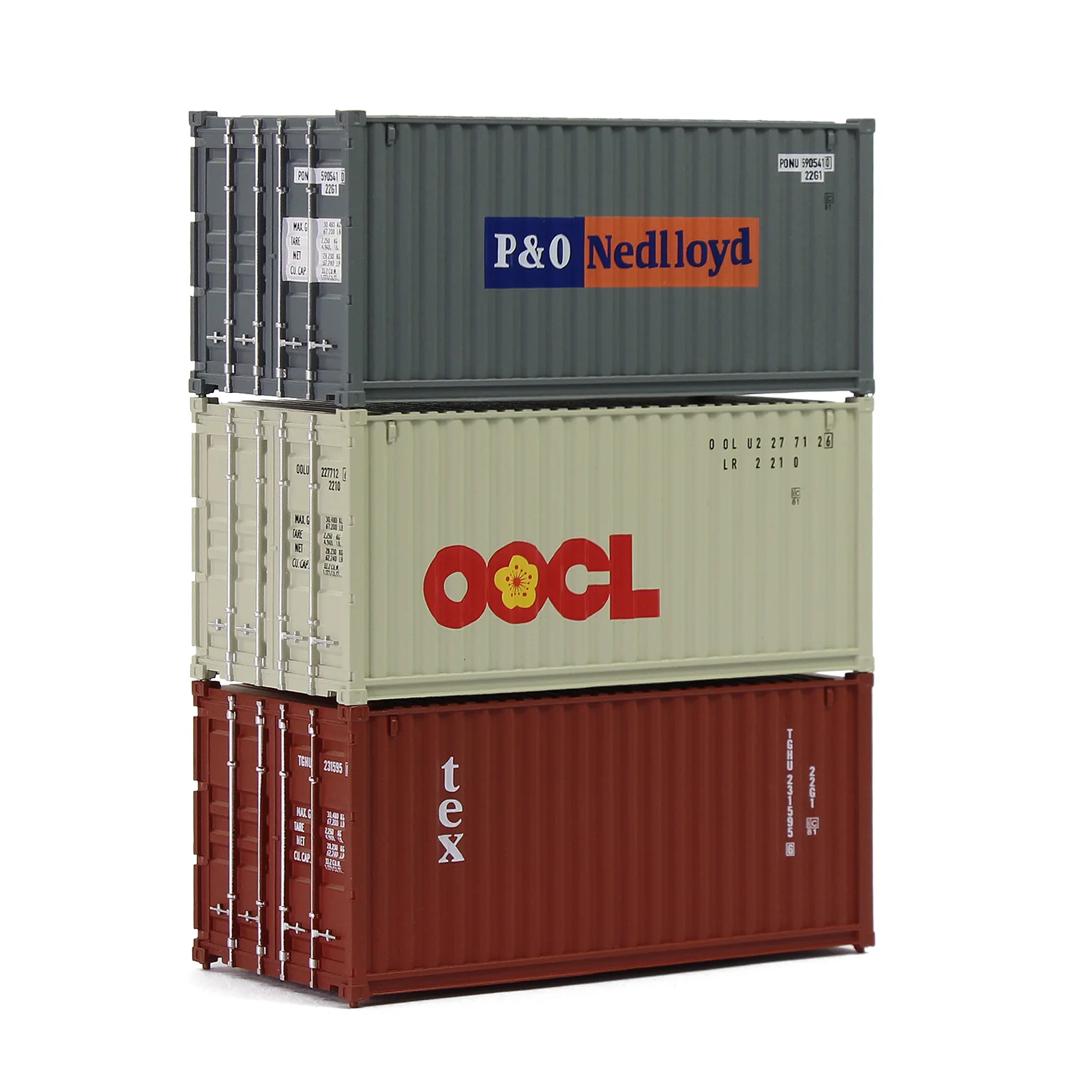 6pcs Different HO Scale 20ft Container 1:87 Shipping Container Freight Car 