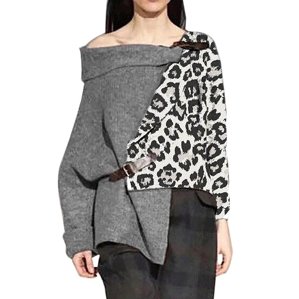 

Puimentiua Women Tops And T Shirts 2020 New Women Spring Leopard Print Patchwork Slash Neck T Shirt Plus Size Ladies Shirt Top