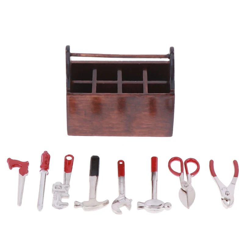 1//12th Dollhouse Miniature Accessories Black Metal Tool Box Case Model Toy