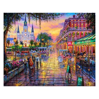 

City Digital Oil Painting By Numbers Canvas Wall Picture DIY Hand Painted Home Decor for Adults Beginner