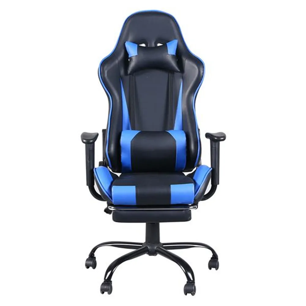  High Back Swivel Chair Racing Gaming Chair Office Chair with Footrest Tier Black & Blue Cumputer Ch