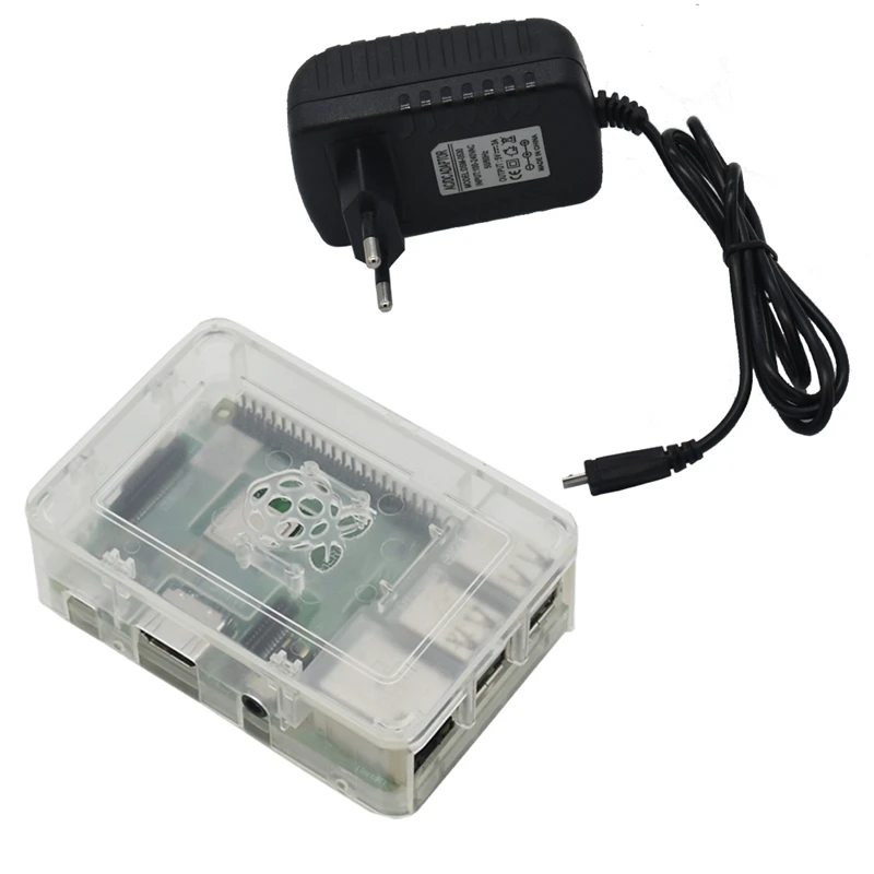 Raspberry Pi 3 Model B+(Plus)+ Abs чехол+ 5V 3A Мощность адаптер с поддержкой Wi-Fi и Bluetooth Декодер каналов кабельного телевидения вилка стандарта ЕС-SCLL