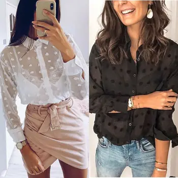 

2020 New Fashion Elegent Women Blouses Ladies Long Sleeve Button Down Shirts Tops Clothes Female Summer Loose Casual Blouse