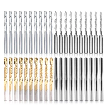

40Pcs CNC Router Bit Set Ball Nose End Mill Straight/Spiral Router Bit Milling Cutter Engraving Grooving Cutting