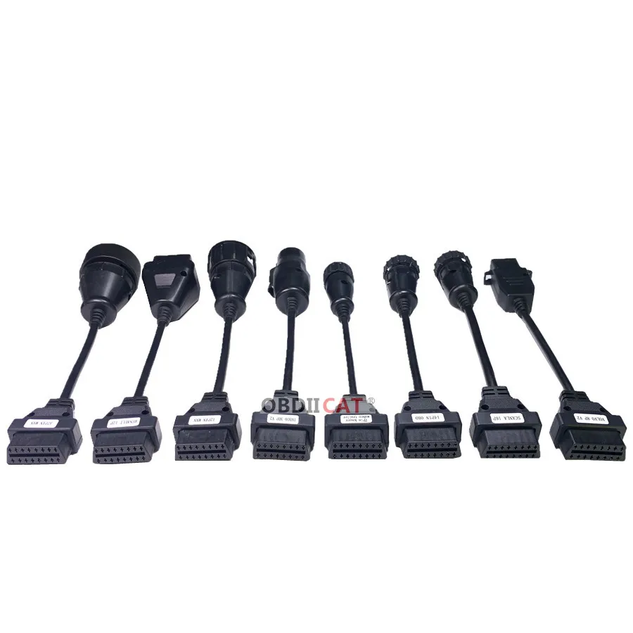 Новейший полный комплект 8 кабелей для грузовиков TCS OBD2 Диагностический OBD OBDII 2