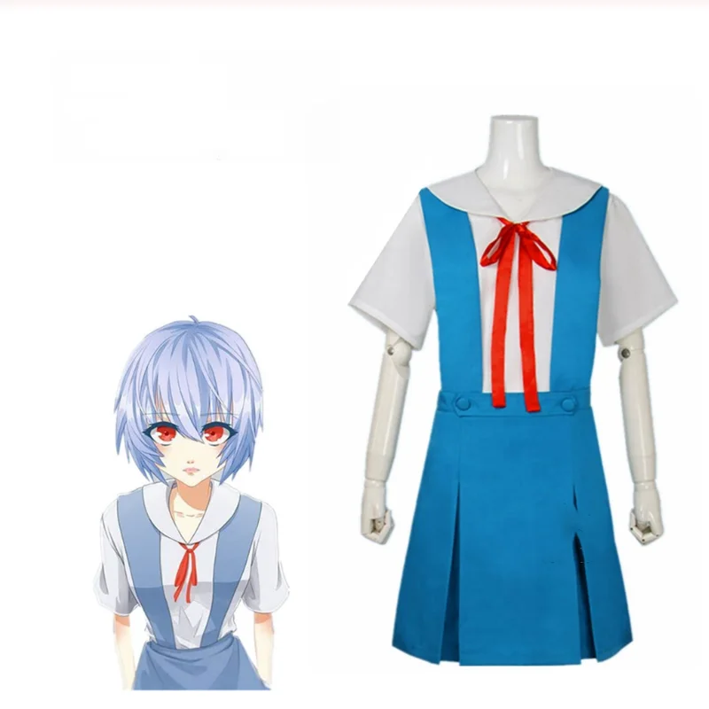 

Evangelion EVA Ayanami Rei Asuka Langley Soryu Blue Sailor Dress School Uniforms Women Halloween Cosplay Costume