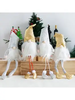

Handmade Swedish Gnome Tomte Doll Ornaments with Beard Long Leg Christmas Elf 67JB