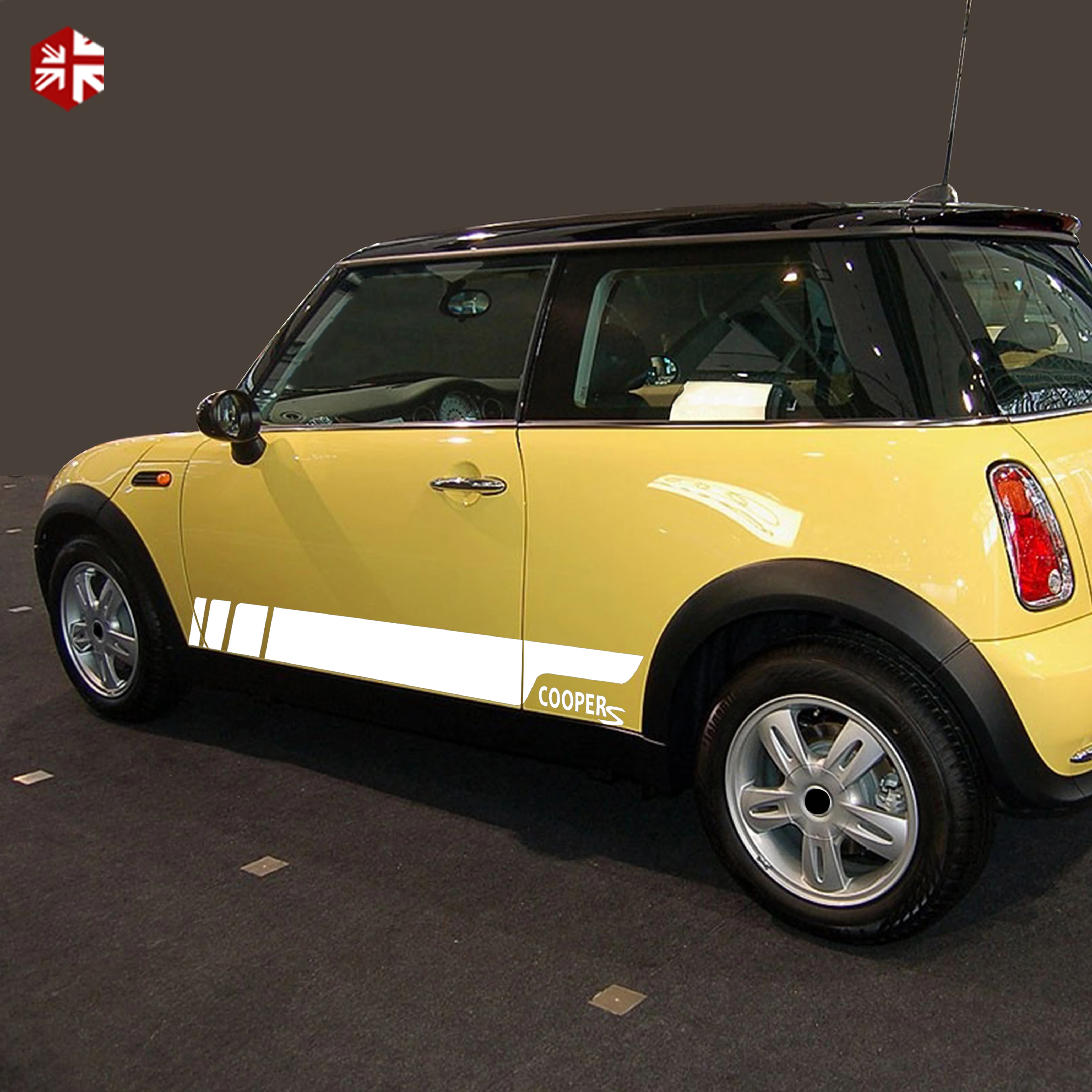 2 Pcs Car Styling Cooper S Graphics Vinyl Decal Racing Door Side Stripes Sticker For MINI Cooper S R50 R52 R53 One Accessories