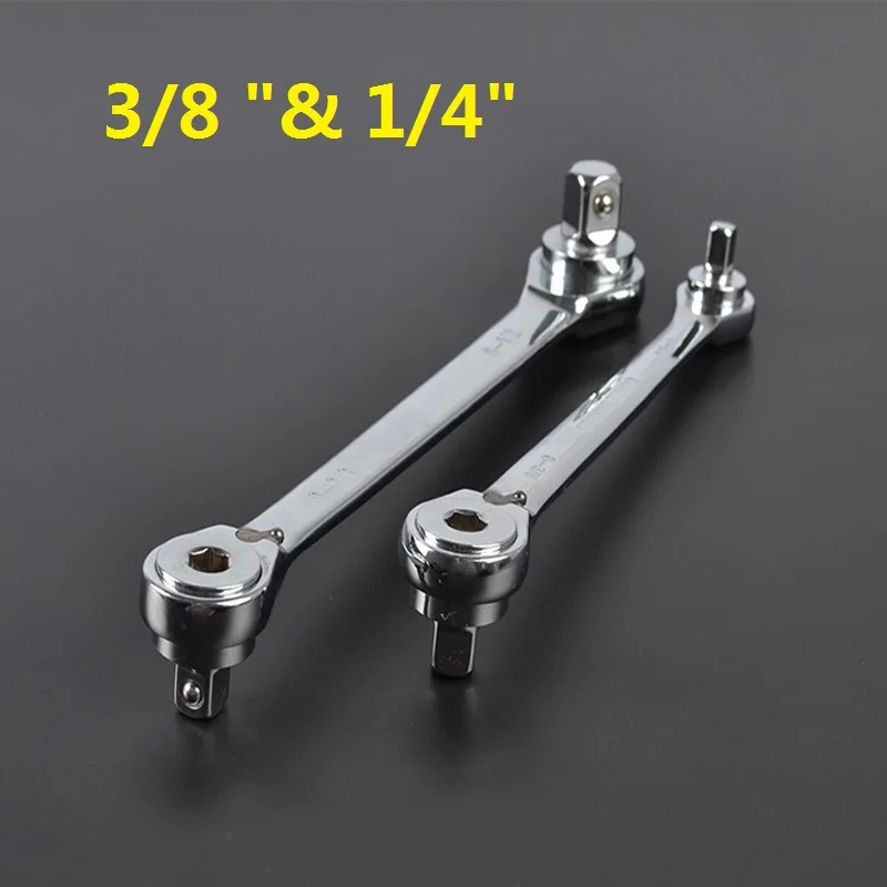 

Free shipping high quality multi-purpose ratchet wrench 3/8 "& 1/4"socket wrench dual-use tools aftermarket