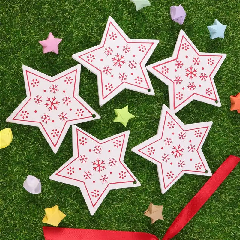 10 шт. красные, Розовые Деревянные, подвесные украшения для рождественской вечеринки, милые звезды, рождественские подвесные украшения для вечеринки, Рождественская елка, декор A35