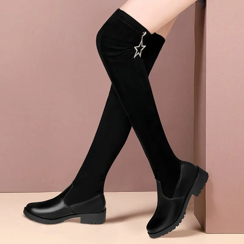 

Women's Winter Shoes Knee High Boots Plus Big Size High Quality Faux Suede Brand Women Shoes Wool Women Winter Boots B939