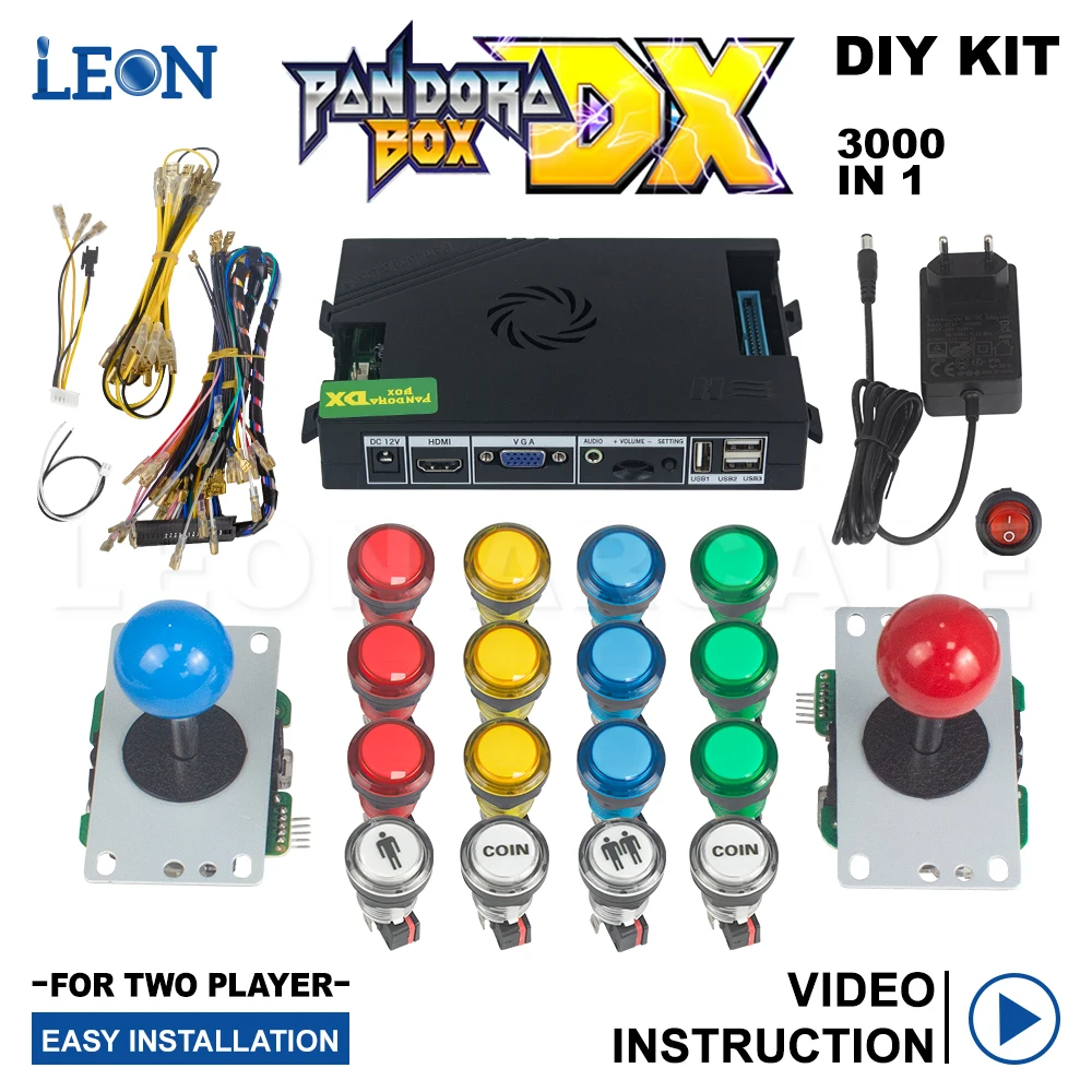 3000 In 1 Kit Arcade 2 Player For Arcade Pandora Box Dx Video Manual Led  Illuminated Button 5 Pin 8 Way Joystick 3p 4p Game - Coin Operated Games -  AliExpress