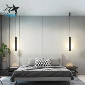 

Bedroom bedside chandeliers Modern minimalist creative kitchen dining room aisle bar decorated with lights.