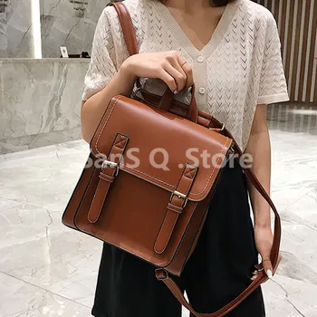 

Vintage Backpack Female Pu Leather Bag Women Fashion School Bag for Girls High Quality Leisure Shoulder Bag Sac A Dos bagpack