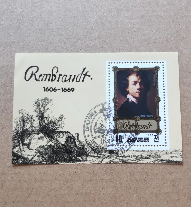 Rimbrandt 1606-1669 Корея миниатюрный лист почтовые марки почтовая коллекция