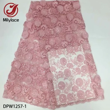 

African Lace Fabric 2019 3D Embroidered Nigerian Lace Fabric High Quality French Tulle Lace Fabric for Women DPW1257