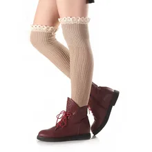 Модные женские забавные Женские носочки в винтажном стиле, с кружевами, с выемкой, из шерстяной пряжи, с длинными носками, вязаные носки для обуви, Calcetines Mujer