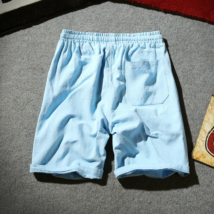 Мужские летние шорты из хлопчатобуманой ткани "канифас" твердые шнурки талии Короткие Брюки повседневные-MX8