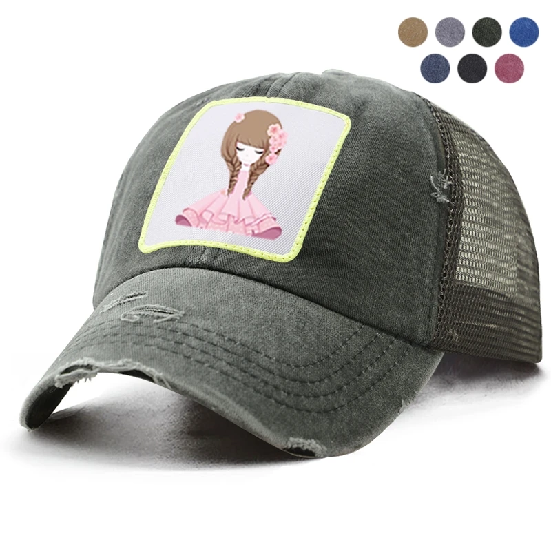 Korean Style Kawaii Cute Pink Girls Snapback Men's Baseball Cap Women Hip Hop Summer Mesh Hat Trucker Bone Gorra Dad | Аксессуары