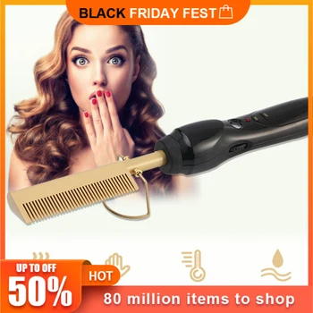 

Electric Environmentally Friendly Titanium Alloy Hair Curler Comb Dry and Wet Hair Use Hair Curling Iron Straightener Comb