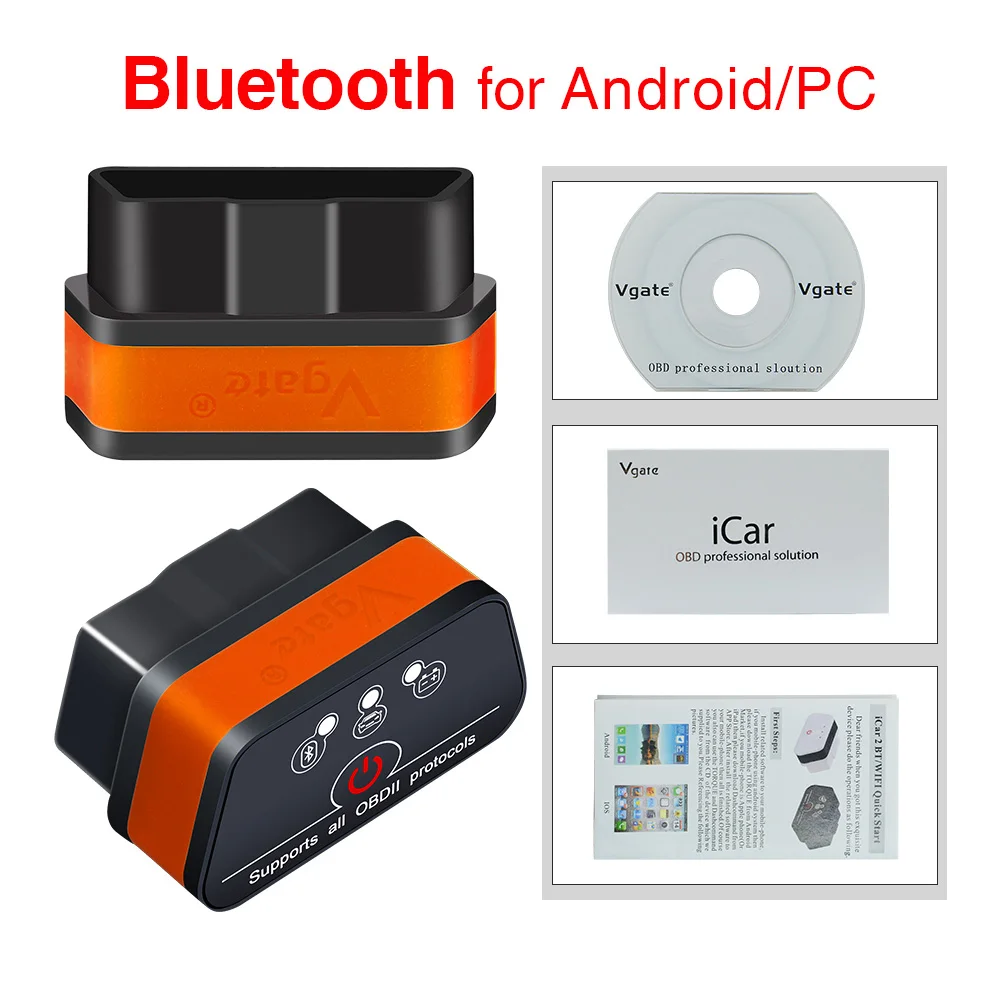 Vgate iCar2 ELM327 Bluetooth/wifi интерфейс для IOS/Android Vgate Icar 2 wifi ELM 327 OBD2 OBDII автомобильный диагностический сканер - Цвет: bluetooth