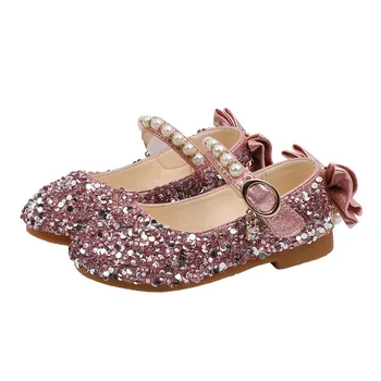 

Children's princess shoes girls dance shoes flat sandals dress purple children's leather glitter crystal shoes banquet