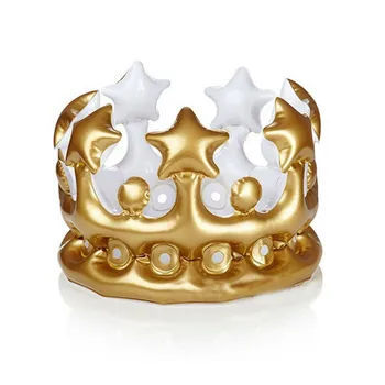 

Inflatable Gold Crown Kids Adult Birthday Hats Cap Headband Party Decoration