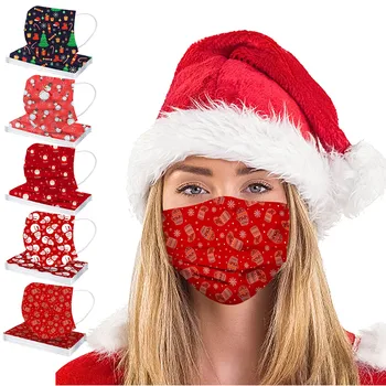 

50pc Christmas Print Face Mask Disposable Unisex 3 Layer Melt Blown Masks Earloop Breathable Mascarillas Protective Mouth Mask