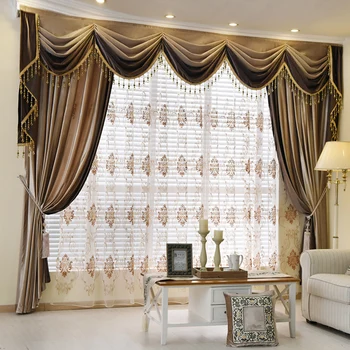 

Luxury European Style Thickening Shading Pure Color Window Valance Italy Velvet Curtains for Living Room bedroom dining room 01