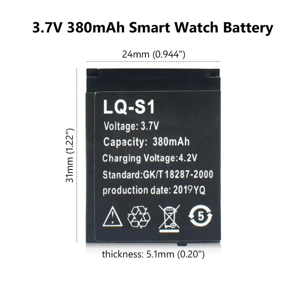 1-4 шт. умные часы с аккумулятором, прочные умные часы LQ-S1, 3,7 в, 380ма, литиевая аккумуляторная батарея для DZ09 W8 A1 QW09 KSW-S6 RYX-NX9