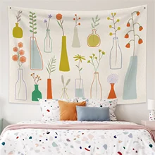 

Nordic Style Drawing Tapestries Colorful Flowes And Leaves Wall Artistic Decorations Mandala Bohe Polyester Fabric Picnic Mat