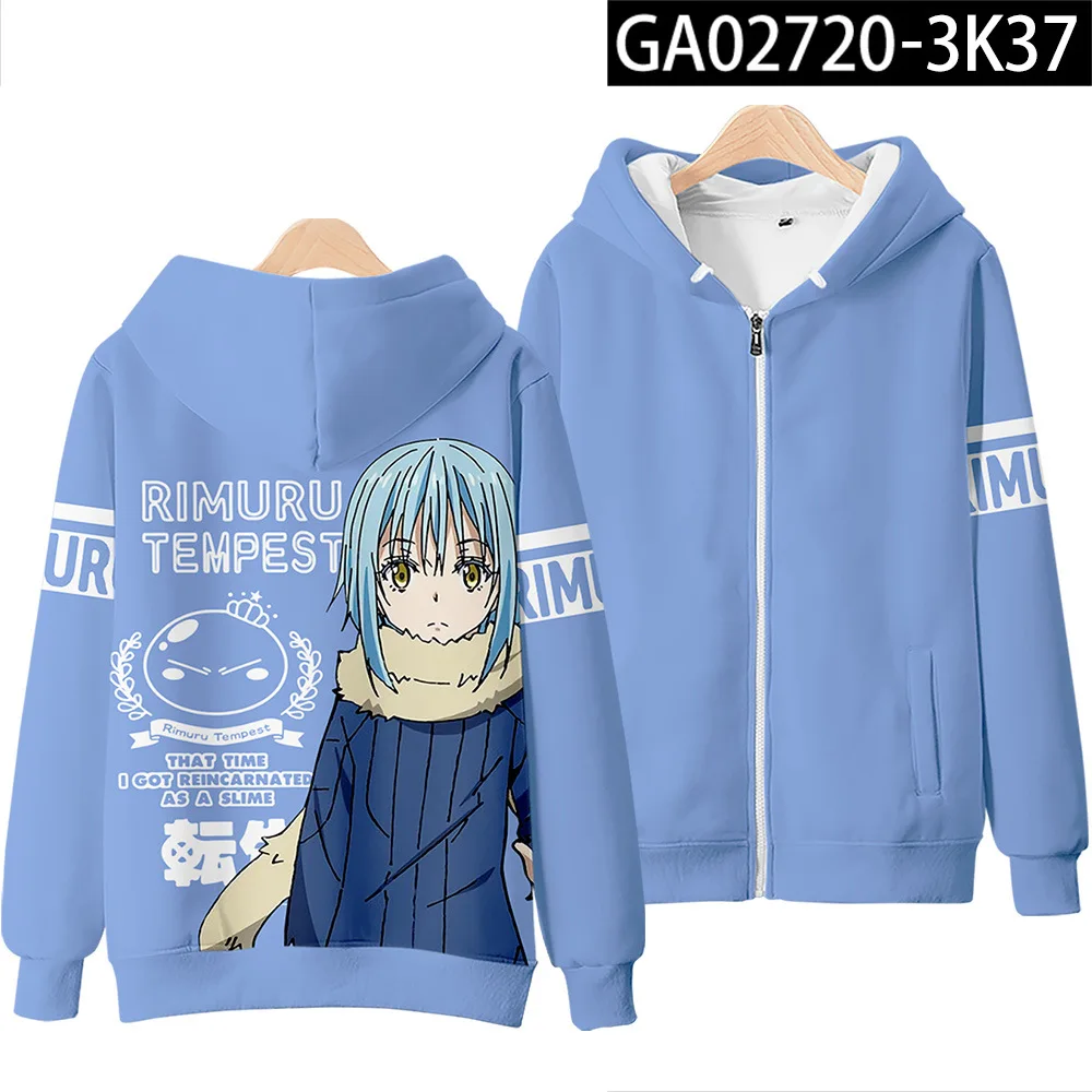 Anime That Time I Got Reincarnated As A Slime Rimuru Tempest Cosplay Costume Unisex 3D Hoodie Zipper Hooded Sweatshirt Outerwear morticia addams dress Cosplay Costumes