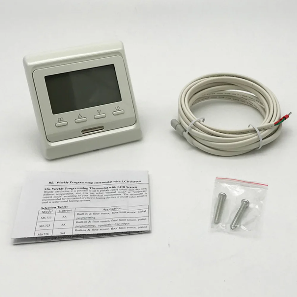 Underfloor Heating Thermostat 240V Dual Voltage LCD Display Programmable with Floor Sensor Air Thermostat Warm Floor Controller