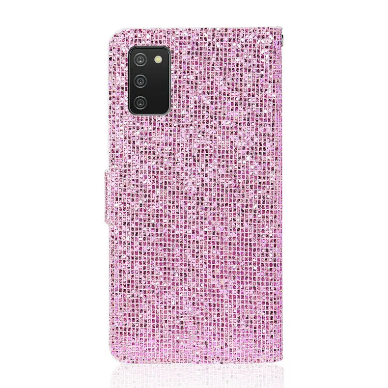 samsung silicone case Bling Lấp Lánh Sequin Ví Cầm Tay Cho Samsung Galaxy A03S 2021 Cao Cấp Ốp Lưng Da Coque Samsung 73 A03S A13 A53 A73 Một 03 S Flip Cover best case for samsung