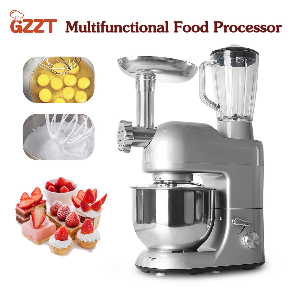 GZZT Multi-functional Mixer Kitchen Food Processor Meat Grinder Noodle Machine Cream Egg Blender 1.5L Stainless Steel Bowl tabell portable blender electric food processors 5 speeds meat mixer machine egg blender multifunction juicer kitchen appliances