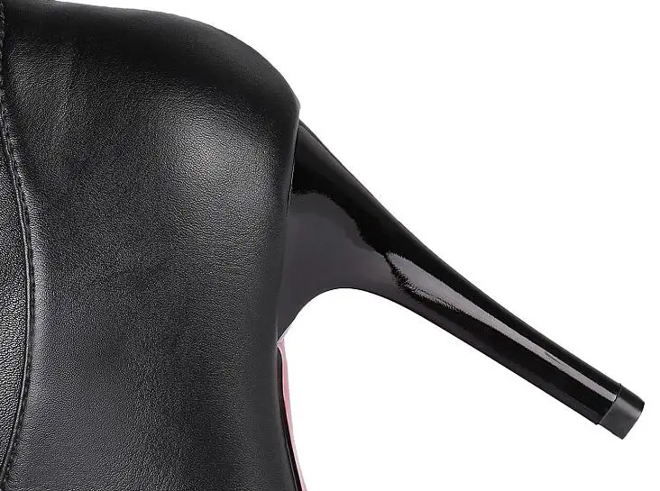 Hot Slim Women Over The Knee Boots Black Pu Leather Winter Pointed Toe Sexy High Heel Thigh High Long Boots Women