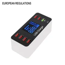 Быстрая зарядка 3,0 Быстрая зарядка Мульти USB зарядное устройство 8 портов ЖК-дисплей usb-хаб USB C зарядное устройство для iPad iPhone Xiaomi huawei