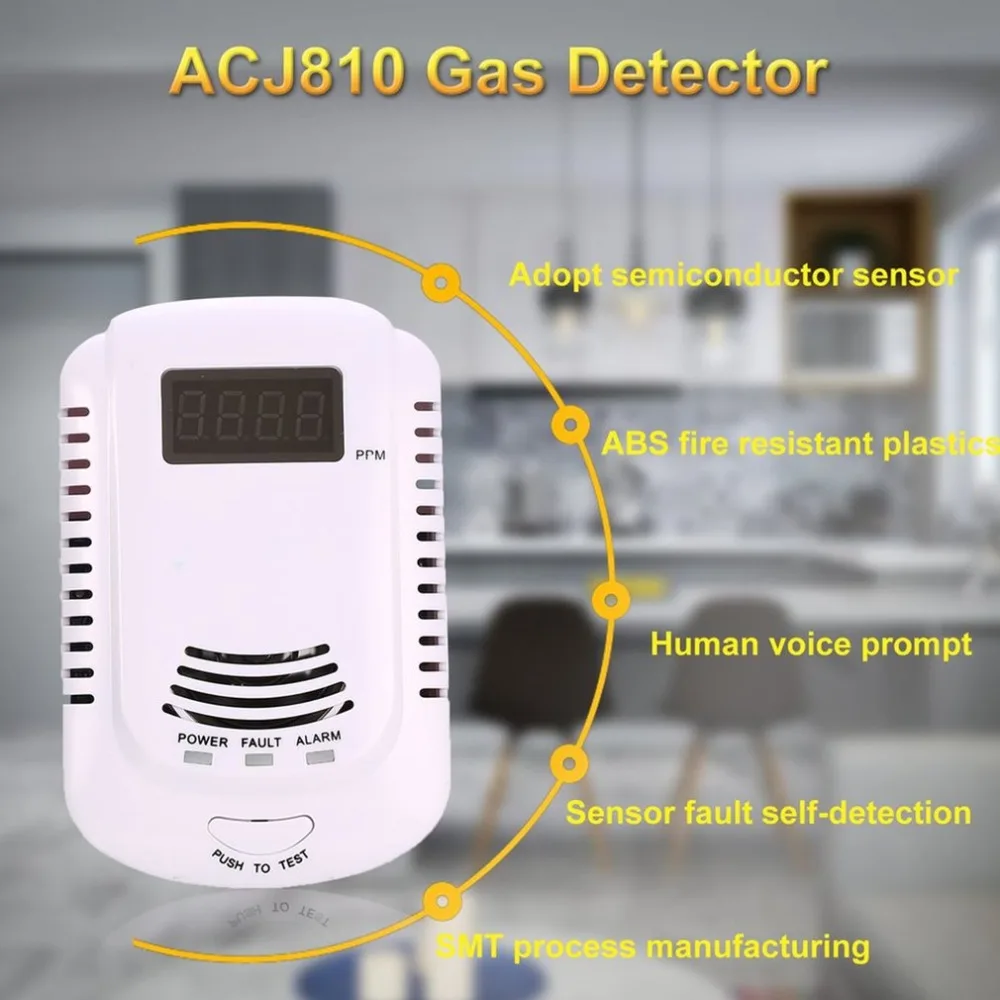Combustible Gas Detector Sensor LPG Natural Gas Analyzer Leak Determine Tester Sound-light Alarm Security Alarm System EU Plug