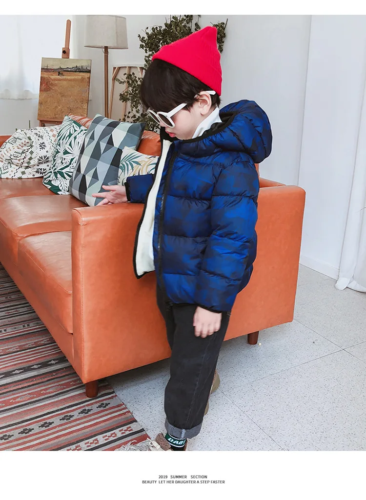 Камуфляжное зимнее пальто для мальчиков г. Детский пуховик толстые детские зимние куртки для мальчиков, верхняя одежда зимнее пальто с капюшоном для мальчиков