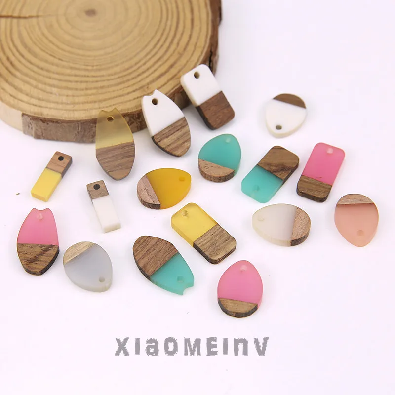 

10pc new design hot-sales personality wood and resin stitching irregular pendant earrings for woman material jewelry accessories