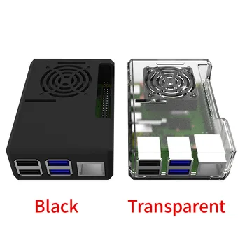 

Full Coverage Heat Dissipation Hollowed Out Support Cooling Fan ABS Durable Direct Fit Shell Protective Case For Raspberry Pi4B